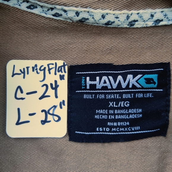 TONY HAWK Denim Jacket XL Tan Khaki 100% Cotton Men's Skate - Picture 3 of 5